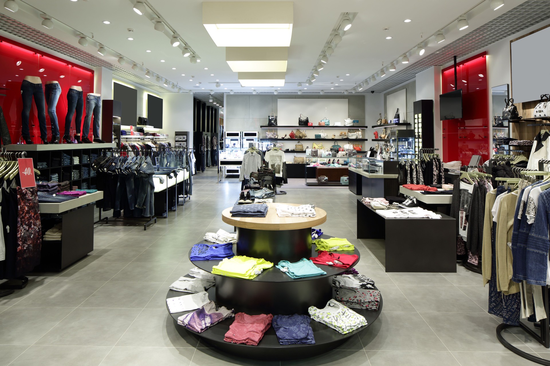 brand new interior of cloth store